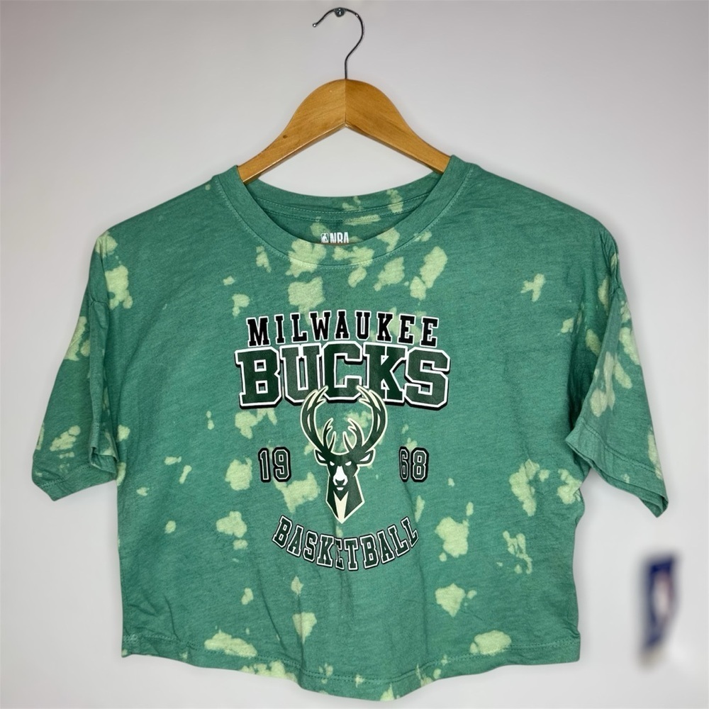 New Kids NBA Milwaukee Bucks Green Tie-Dye Crop Top M (7/8)